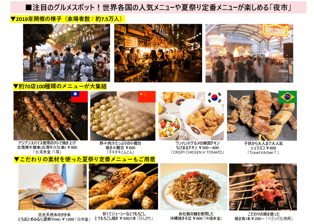 ≪世界各国から集まった人気メニューが楽しめる「夜市」≫