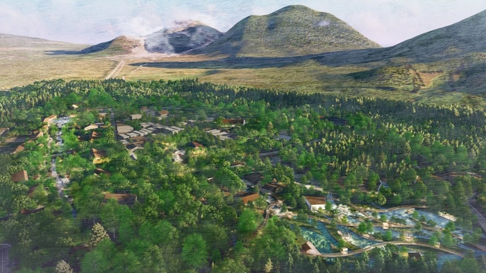 北海道・弟子屈町・川湯温泉街マスタープラン 全体パース