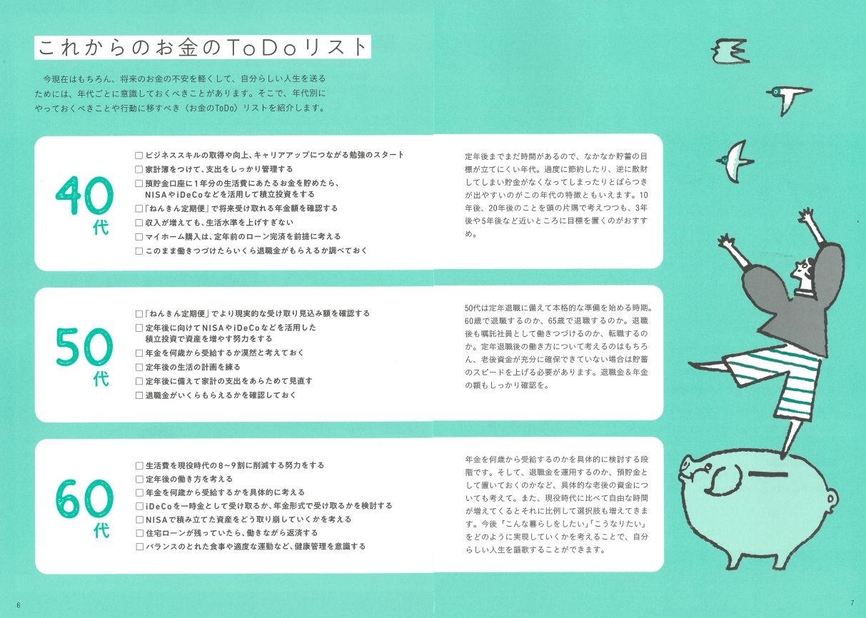 各年代ですべきアクションが一覧に