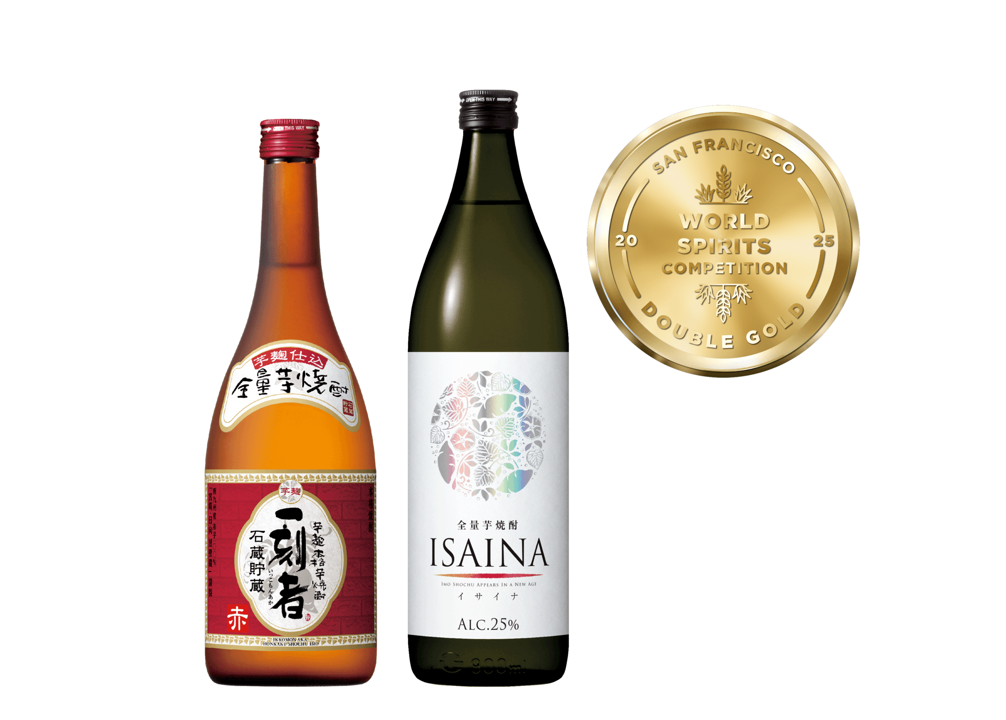米国最大の酒類コンペティション「SFWSC2025」で全量芋焼酎「一刻者」〈赤〉、全量芋焼酎「ISAINA」が最高金賞を受賞