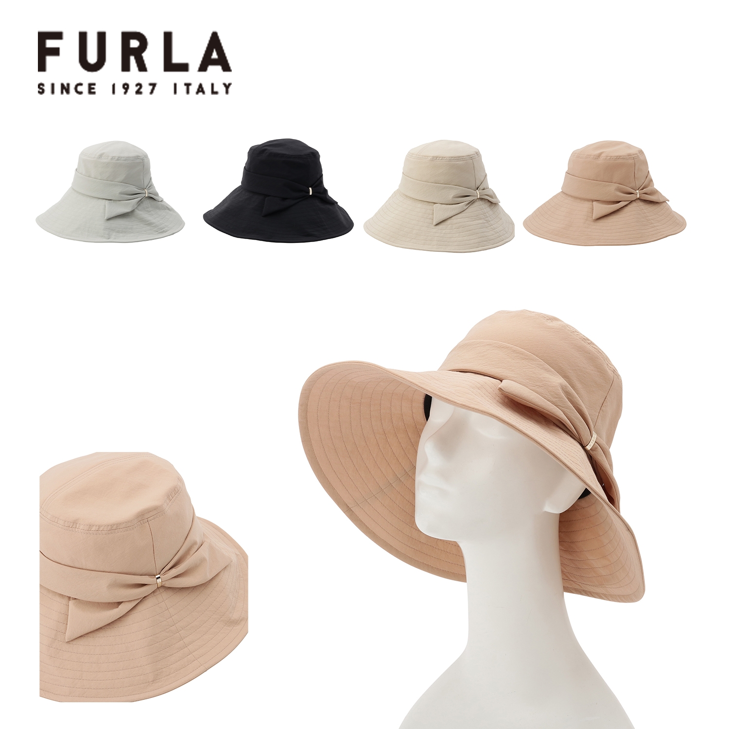 フルラ (FURLA)りぼん巻き ハット レディース 日本製 UV ウォッシャブル 広つば 12,100円(税込)