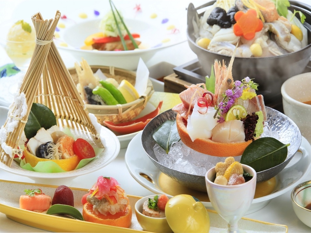 あん肝や唐揚げなど多彩なアンコウ会席 ※イメージ