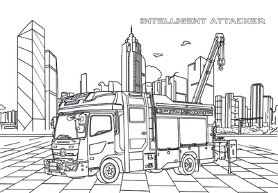 ぬりえ（モリタオリジナルキャビン Intelligent Attacker 救助工作車 R-Ⅲ）