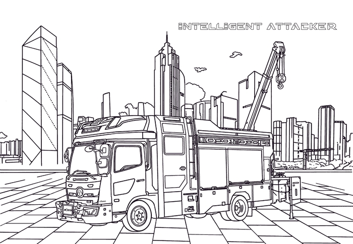 ぬりえ(モリタオリジナルキャビン Intelligent Attacker 救助工作車 R-Ⅲ)