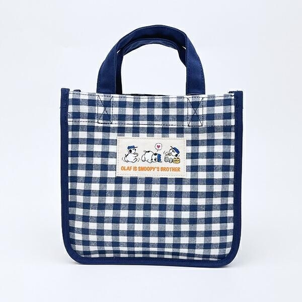 冬にぴったり！濃いネイビーチェックが大人かわいい、スヌーピーの兄弟オラフのポーチandバッグ