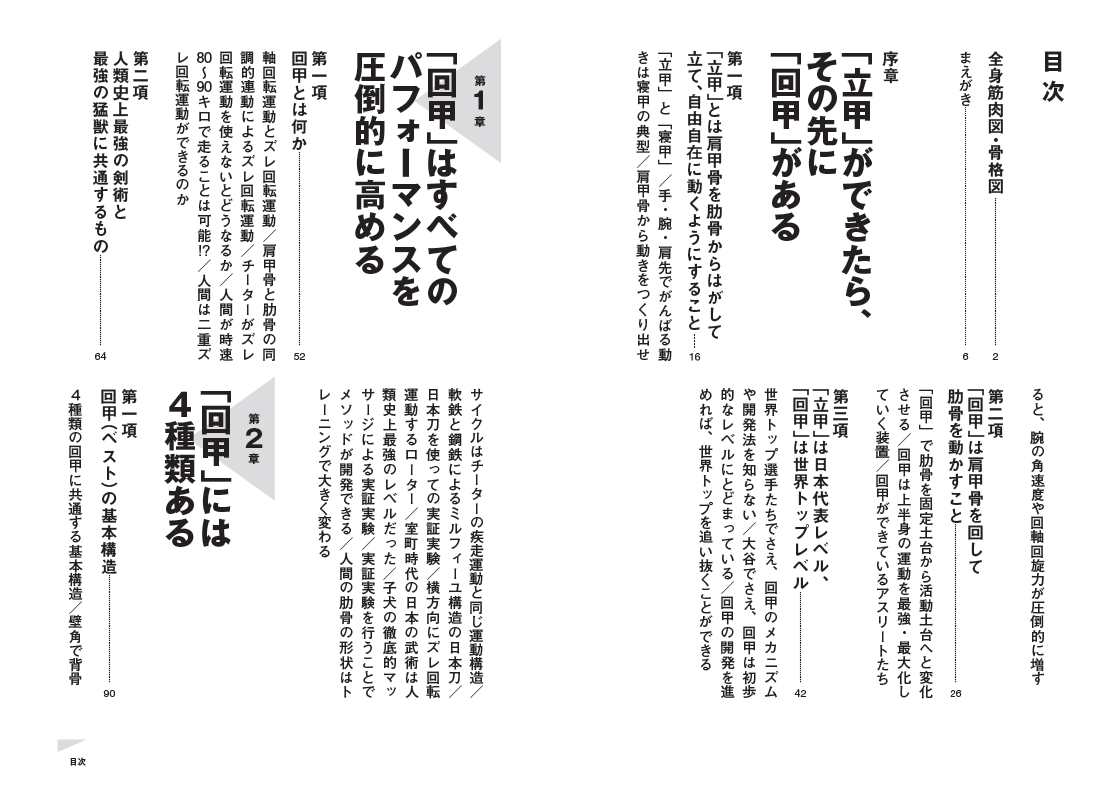 『肩甲骨が回れば、 アスリートの才能が爆発的に開花する!』目次①