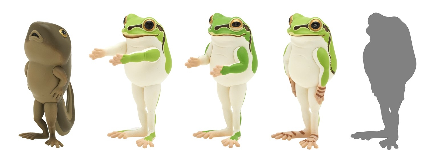 (左から)先頭、前ならえ、小さく前ならえ、気をつけ、シークレット