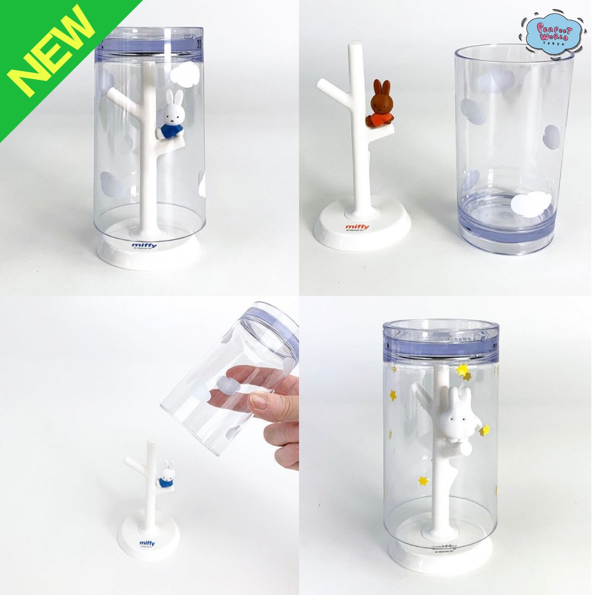 コップがどこにもつかずに衛生的で便利なミッフィーのコップ&スタンドにメラニーやおばけミッフィーも新加入。