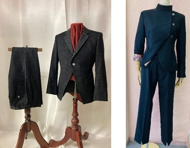 「ギタリスト」：布施ゼミ4年　三嶌一生（左）、「学ラン風レディース」：布施ゼミ4年　田原真帆（右）