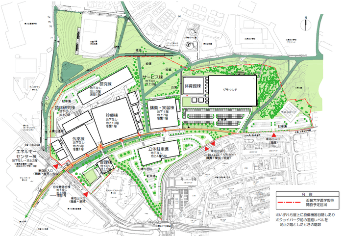 近畿大学医学部・近畿大学病院計画図 ※本資料に掲載している計画図は、現時点でのイメージであり、今後の検討により変更の可能性があります。