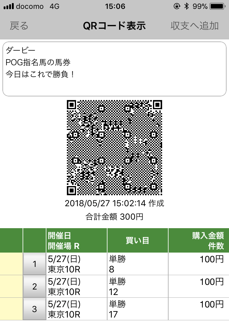 ダービー馬券メモ