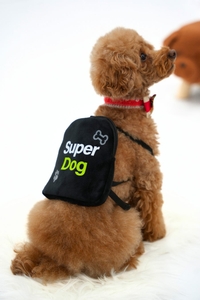 カプセルトイの新製品『うちの子かわいい！ドッグリュック』。着用イメージ