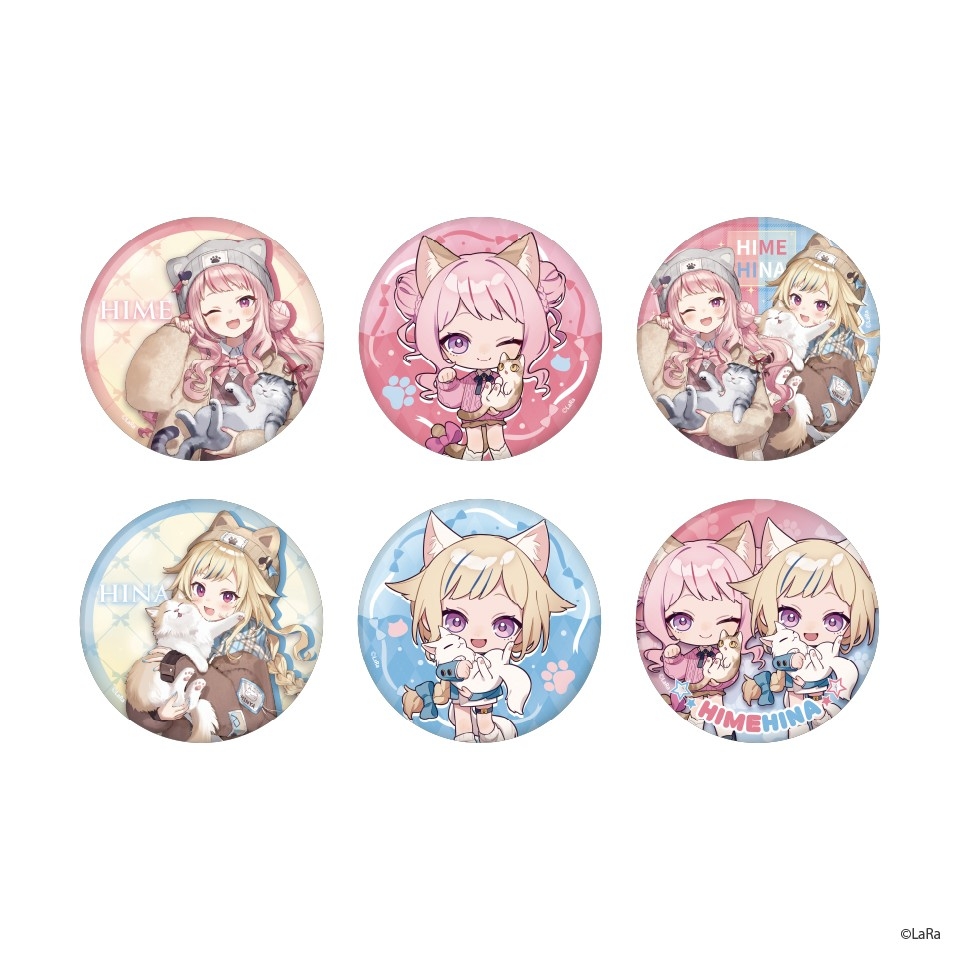 ▲HIMEHINA 缶バッジ~もふもふ猫日和~(全6種:ランダム/コンプリートセット) ¥550/\3,300(税込)