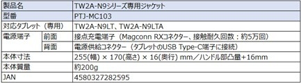PTJ-MC103 おもな仕様