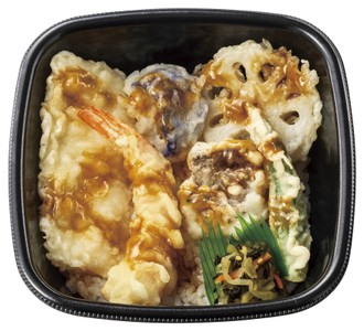 エビ/イカ/カレイ/野菜3種　得天丼 547円(税込590円)