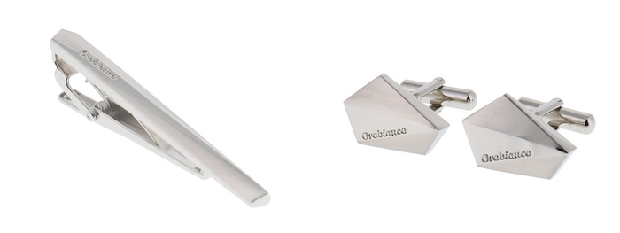 ORT563 タイピン/シルバー(左)、ORC563 カフス/シルバー(右)