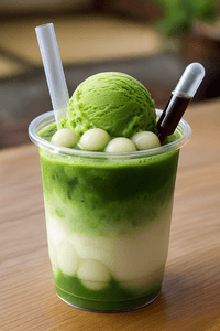 TOKYO抹茶ラテ／東京産の抹茶を使用し、黒蜜やミニ白玉、アイスクリームとカフェタイムにもぴったり