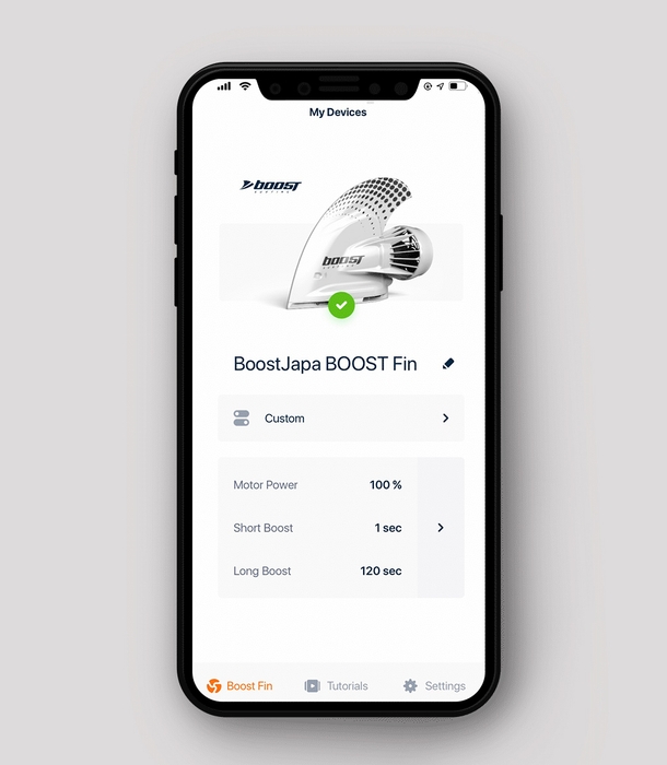 専用アプリを使えばブースト(時間、速度)の カスタマイズが可能
