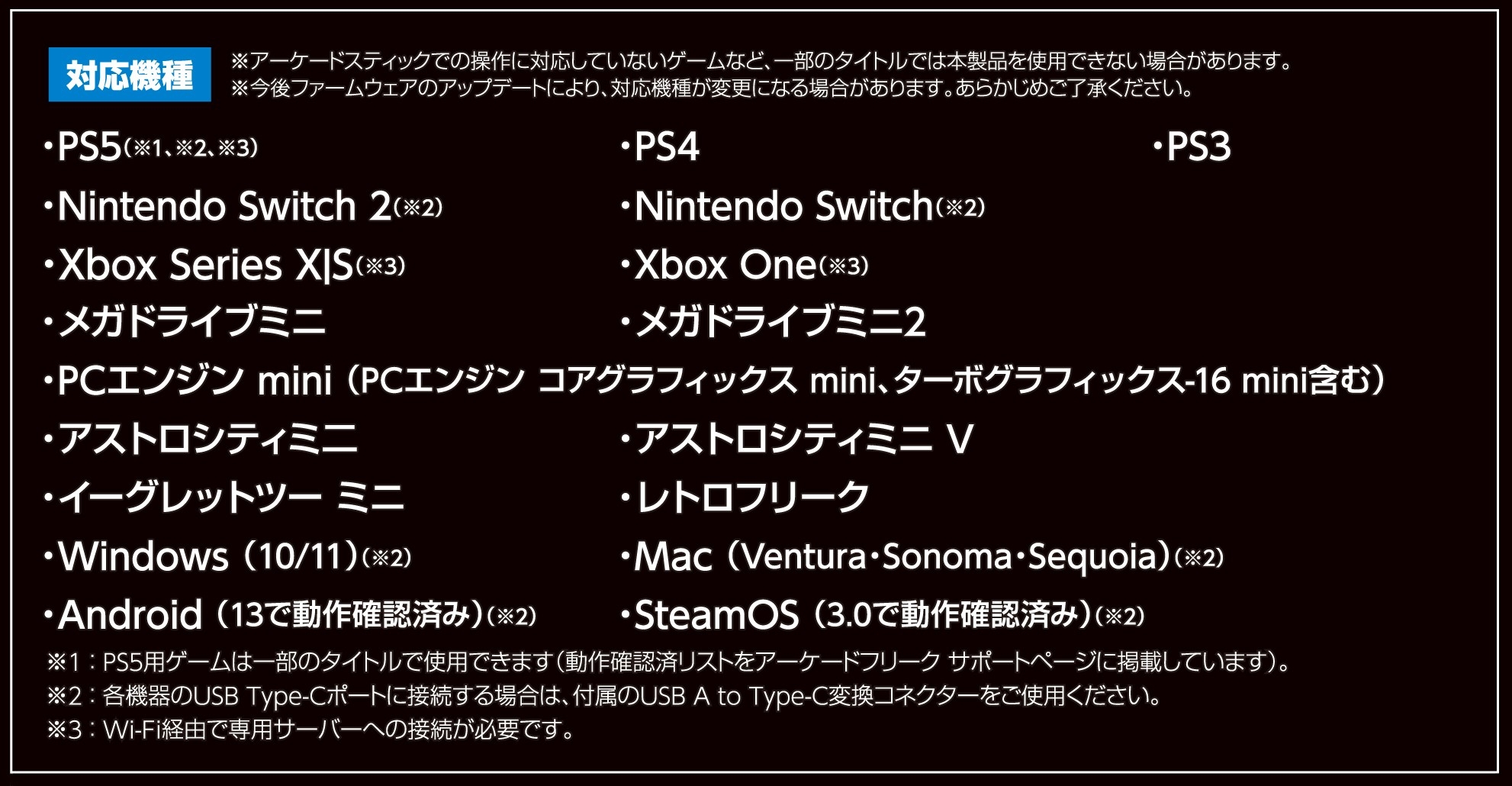 『アーケードフリーク』対応機種一覧