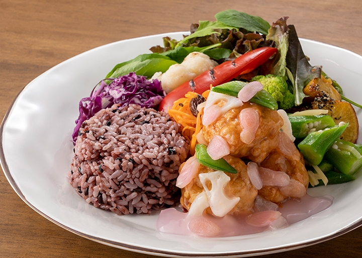 鶏と大豆ミートの唐揚げ 岩下の新生姜と甘酢のソース