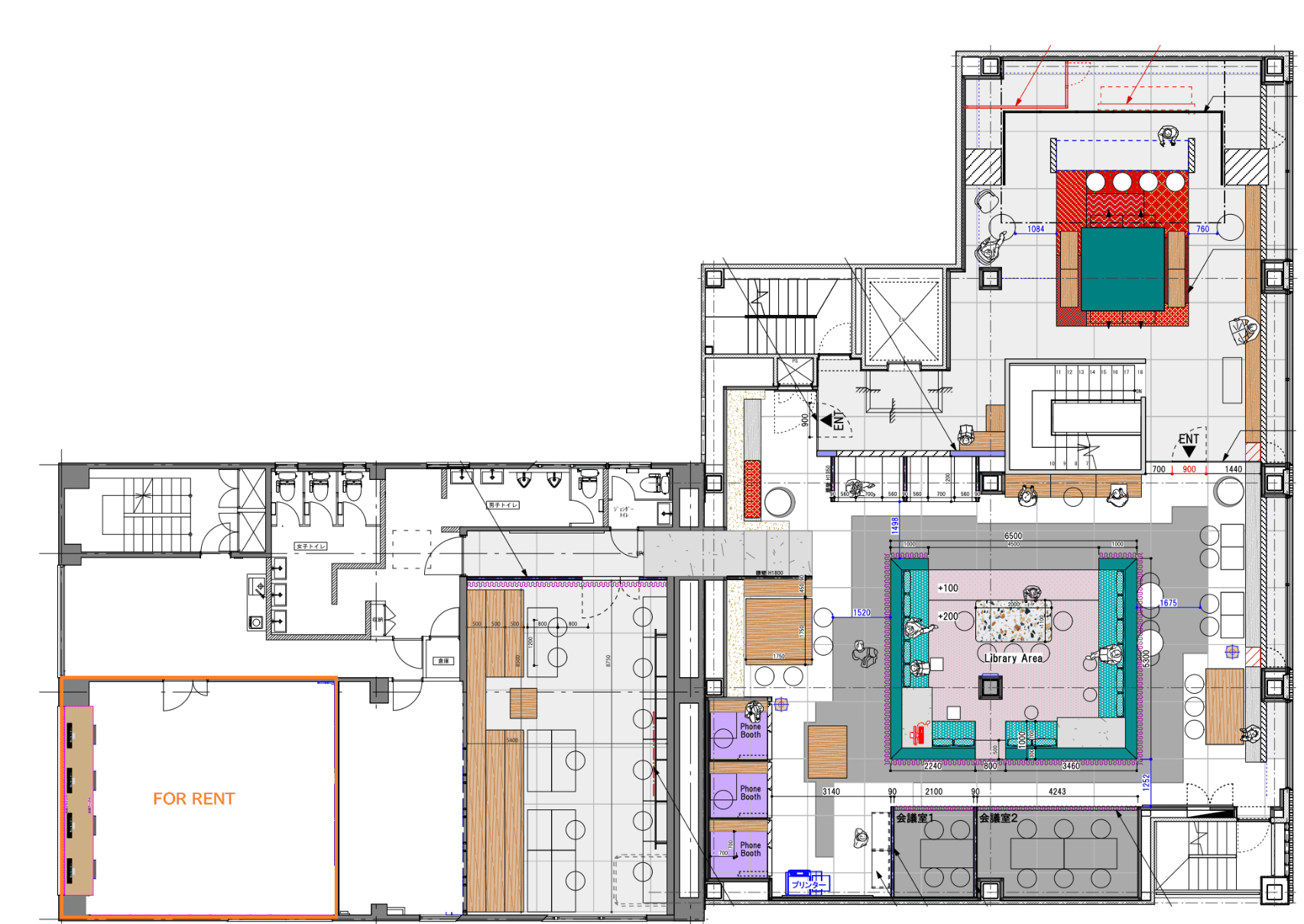 COWORKING SALON SLOTH JINNAN レイアウト図面