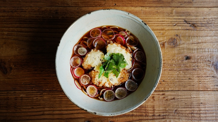 甘鯛天と赤かぶそば