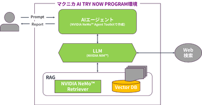 例）RAGとWeb Searchを組み込んだAIエージェントの検証構成