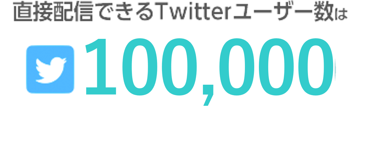 直接配信できるTwetterユーザー数は100,000