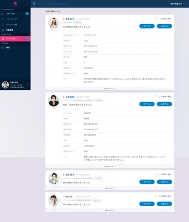 ワークフロー画面