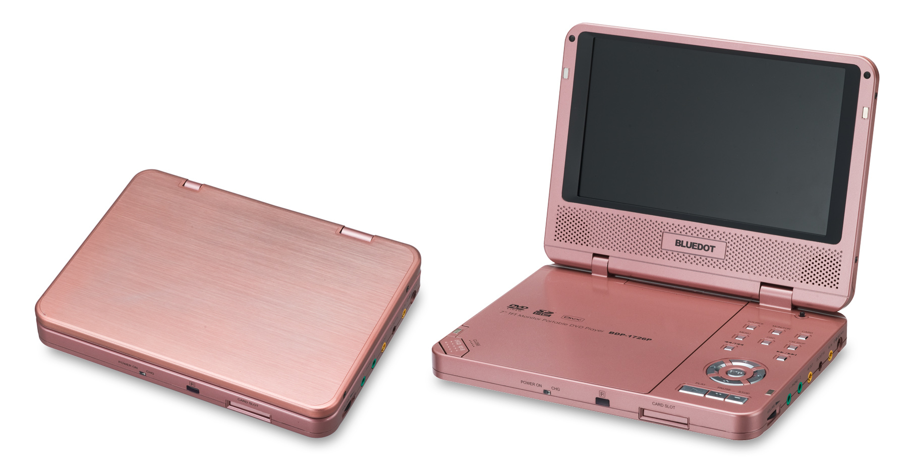 BLUEDOT、7インチ高精細液晶を搭載した薄型ポータブルDVDと