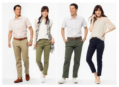  「ストレッチ・チノパンツ」＆「麻混半袖シャツ・ブラウス」