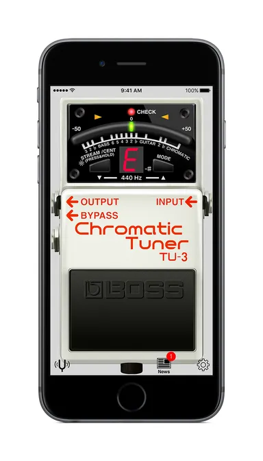 『BOSS TUNER』アプリ　縦向き画面