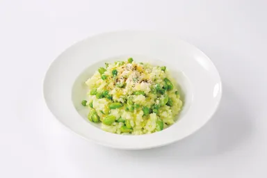 枝豆とピッゼリーニのクリームリゾット
