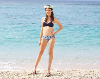 ダマスク柄ワイヤー入りバンドゥー2点セットビキニ