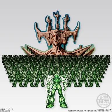 特賞「ザクII　四個大隊(108体セット)＋ズム・シティ型背景ボード」