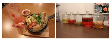 「夏のクラフト乾杯セット」の酢サワーは5種類から好みの1種を選べる。写真はぶどう酢サワーをセットした場合。