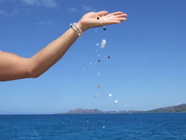 ダイヤモンドヘッドをバックに散石