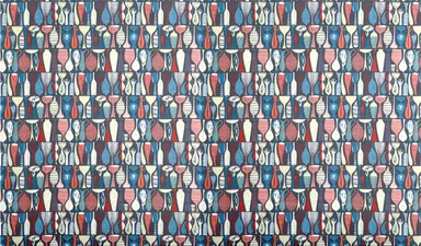 陶器作品をモチーフにし図案化した1947年のテキスタイルデザイン POTTERY