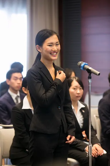 学生代表の挨拶をする在校生
