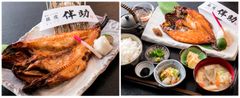 左：「特大とろきんき開き」3,800円 右：ランチセット「のどくろ開き定食」2,980円