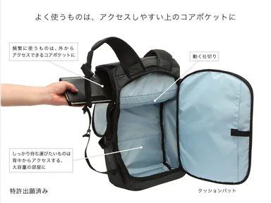 アクセスしやすいポケット