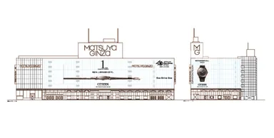 松屋銀座外壁広告レイアウト