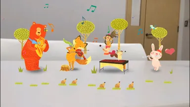 最大4種の動物と楽器の音色