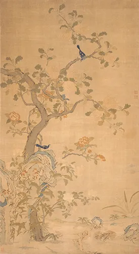 コク絲花鳥図壁掛 中国 清時代・18世紀 上海博物館蔵　東洋館8室