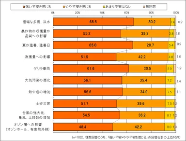 どんな気候変動に不安を感じるか