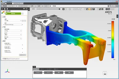 線形(構造)解析で得られたクラッチ筐体の変位分布