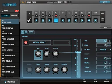 「BOSS TONE STUDIO」画面