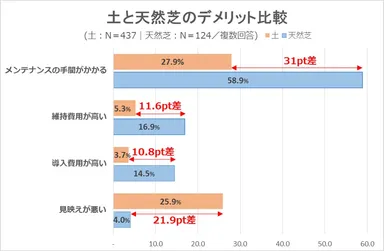 土の庭と天然芝の庭のデメリット比較