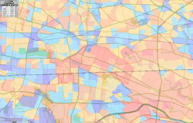 西多摩地区における定期性預金世帯平均の分布