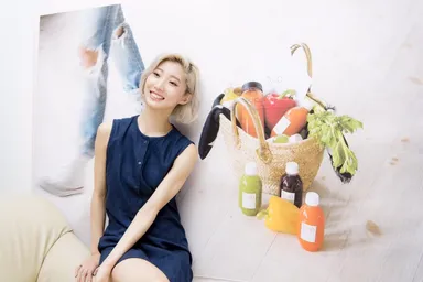 飯島望未とビーアップジュース